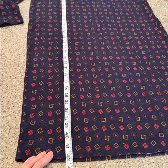 LANDS' END Vintage 80s/90s Geometric Print Mock Neck Midi Dress Made In USA - Picture 7 of 8